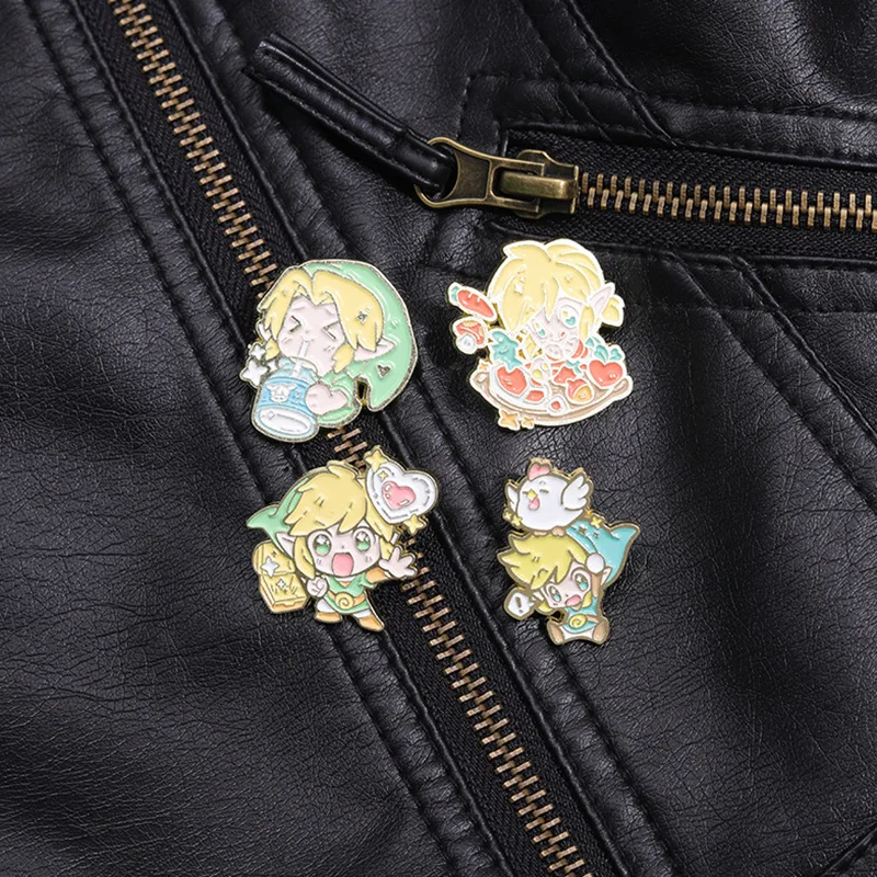 Adventure Game Badges on Backpack Link Enamel Pin Brooches for