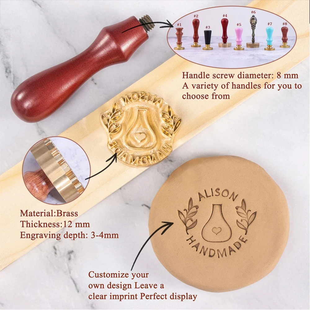 Custom Brass Pottery Clay Stamp 4