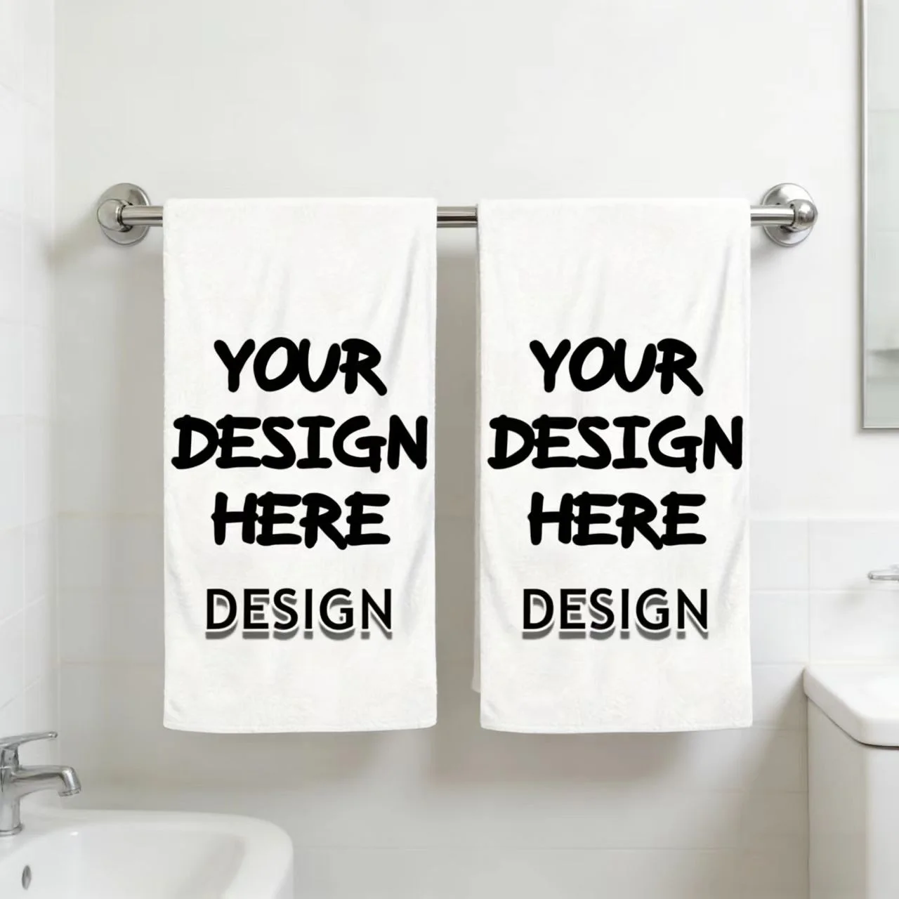 Customized Modern Woven Polyester Towels - Soft, Hand-Washable Rectangular Towels for Indoor and Outdoor Use - Personalized Home Decor and Party Accessory Set
