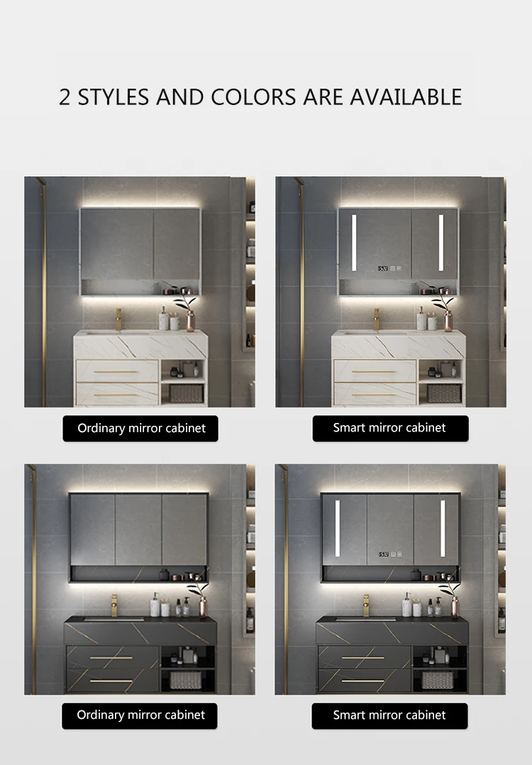 Rock-board Integrated Bathroom Wash Face Sink Bathroom Cabinet Combination Smart Mirror Cabinet