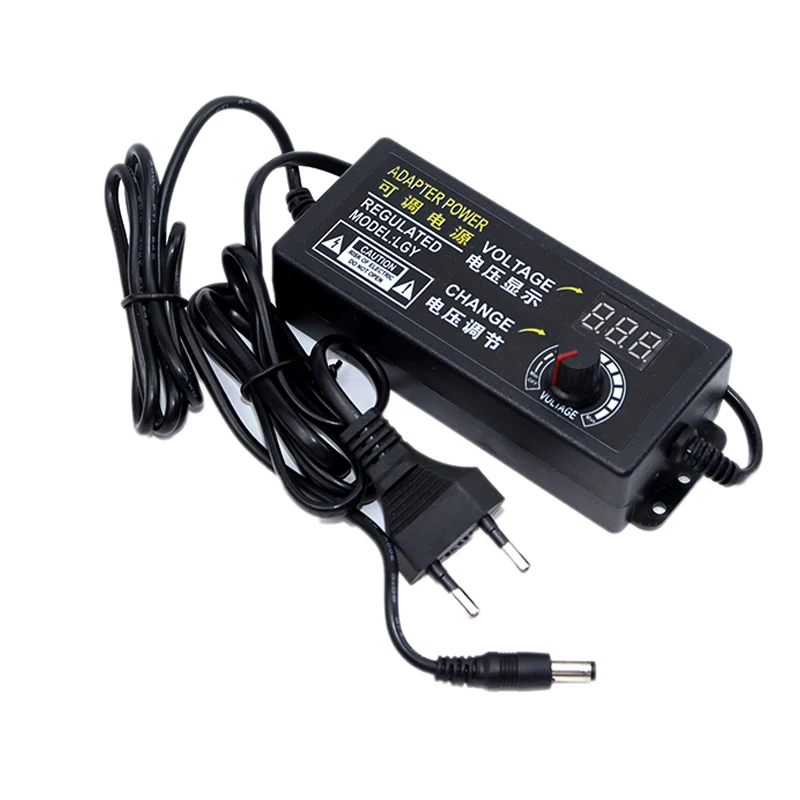 3-24V 가변 AC-DC 전원 공급 장치 3V 9V 12V 15V 18V 24V 2A 3A 전원 어댑터 범용 전압 디스플레이 포함