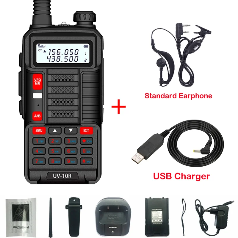 2022 Baofeng UV 10R Version Professional Walkie Talkie UV-10R High Power 10W 5800mAh Dual Band Two Way CB Ham USB Charging Radio long range walkie talkies 500 miles Walkie Talkie