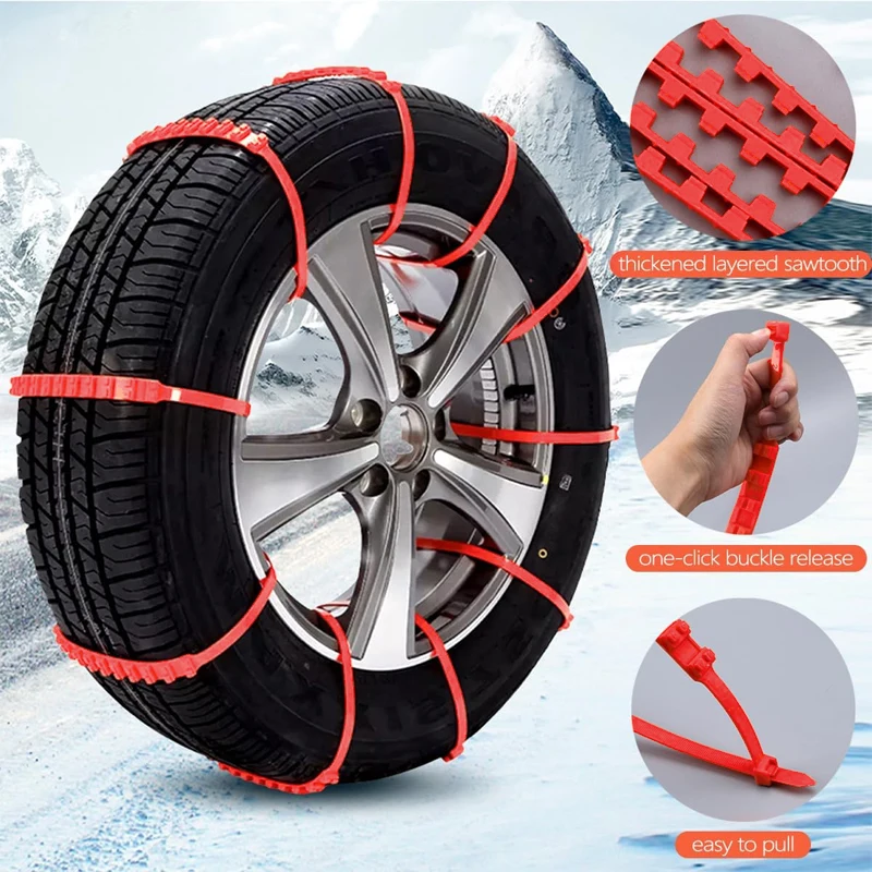 AAZRZRZ Universal nylon material super grip snow tire chain, tire chain, SUV truck snow chain (12pcs)