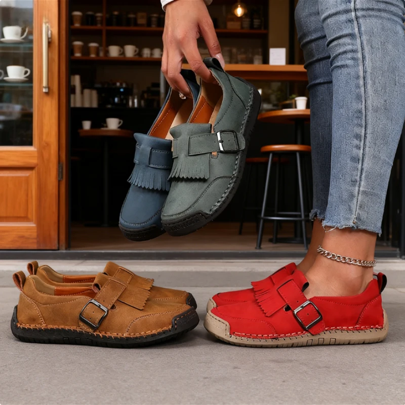 Sneakers Women Shoes Comfortable Loafers Soft Soled Mosinka High-quality Flat Bottomed Handmade Leather Single Shoes for Women