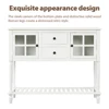TREXM Farmhouse Wood/Glass Sideboard Console Table with Bottom Shelf - White Buffet Storage Cabinet for Living Room 4