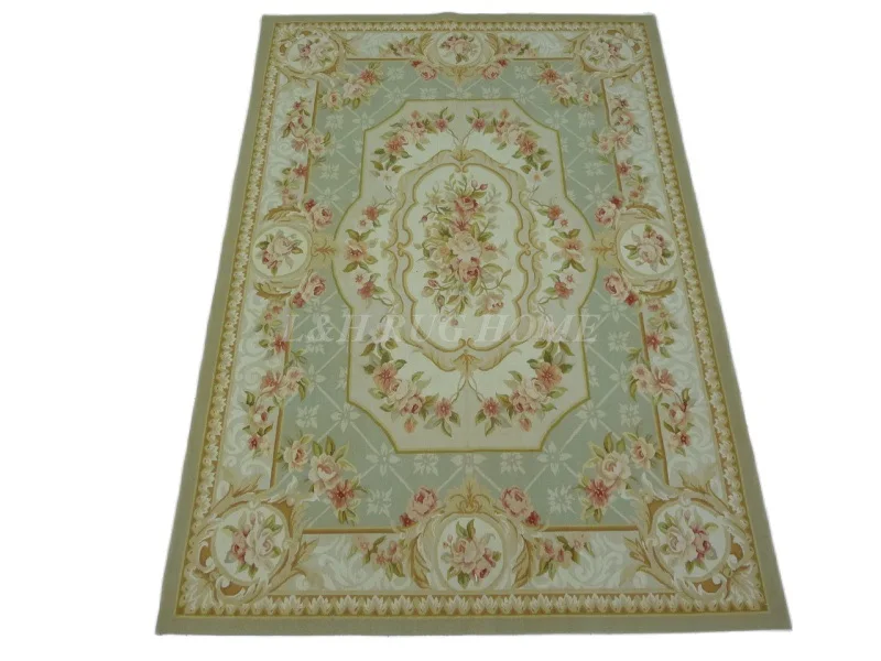 

Free Shipping 5.24'X7.53' French Woolen Aubusson rug handmade 100% New Zealand wool rugs area rugs and carpets