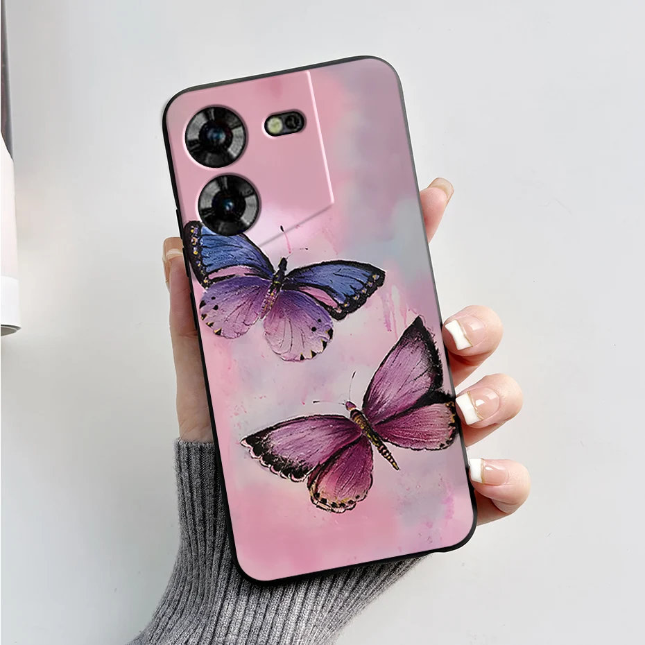 Stylish Black Silicone Phone Case with Pattern - Slim and Soft  Cover
