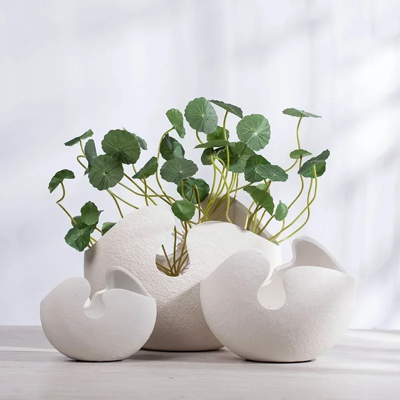 Ceramic Vases for Flowers Home Decoration Nordic Creative Modern White Eggshell Shape Household Natural Enjoy Slow Living 2