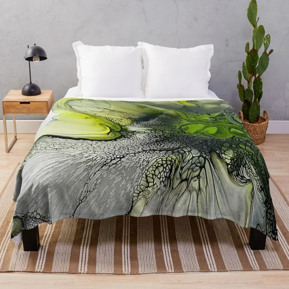 

Красивое Одеяло зеленого и серого цвета с изображением лайма, абстрактное жидкое искусство, акриловое одеяло с рисунком, тонкое аниме, роскошные дизайнерские одеяла