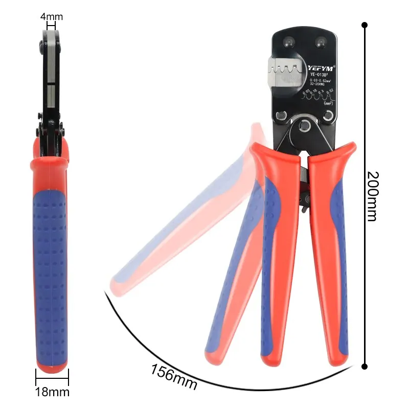 마이크로 커넥터 압착 도구 YE-013BR, XH2.54/PH2.0/ZH1.5 D-Sub, 오픈 배럴 슈트, Molex,JST 플라이어, 0.03-0.5mm ², 32-20AWG