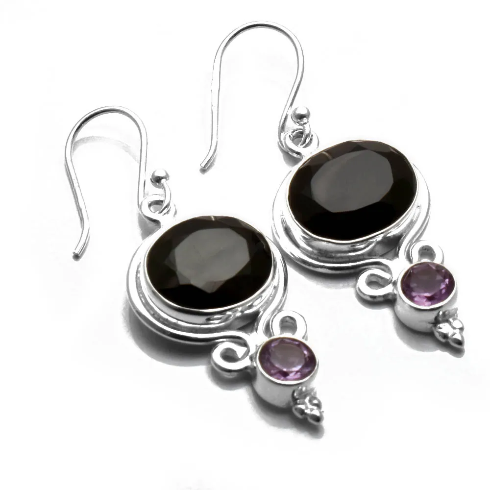 

Genuine Black Onyx 925 Sterling Silver Earrings, 39 mm, AE2734