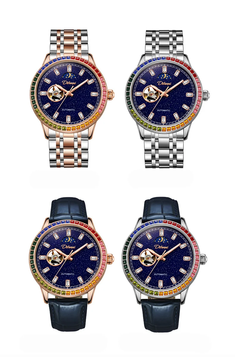 Skeleton Automatische Tourbillon Mechanische Herrenuhr 3Bar Wasserdicht Leuchtende Sonne Mond Sterne Neue Luxusuhr Reloj Hombre_voghion.com