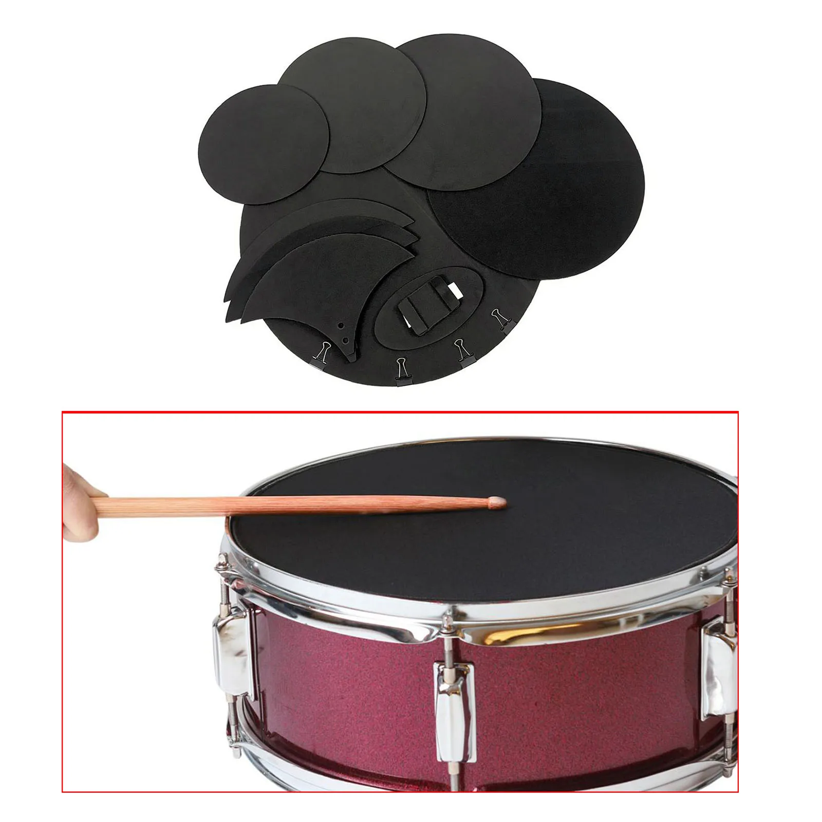 Kit de pad d'entraînement en mousse de caoutchouc noir, 5 tambours et 3  cymbales, Jazz Drum Mute, Sound Off, 10 pièces par ensemble - AliExpress