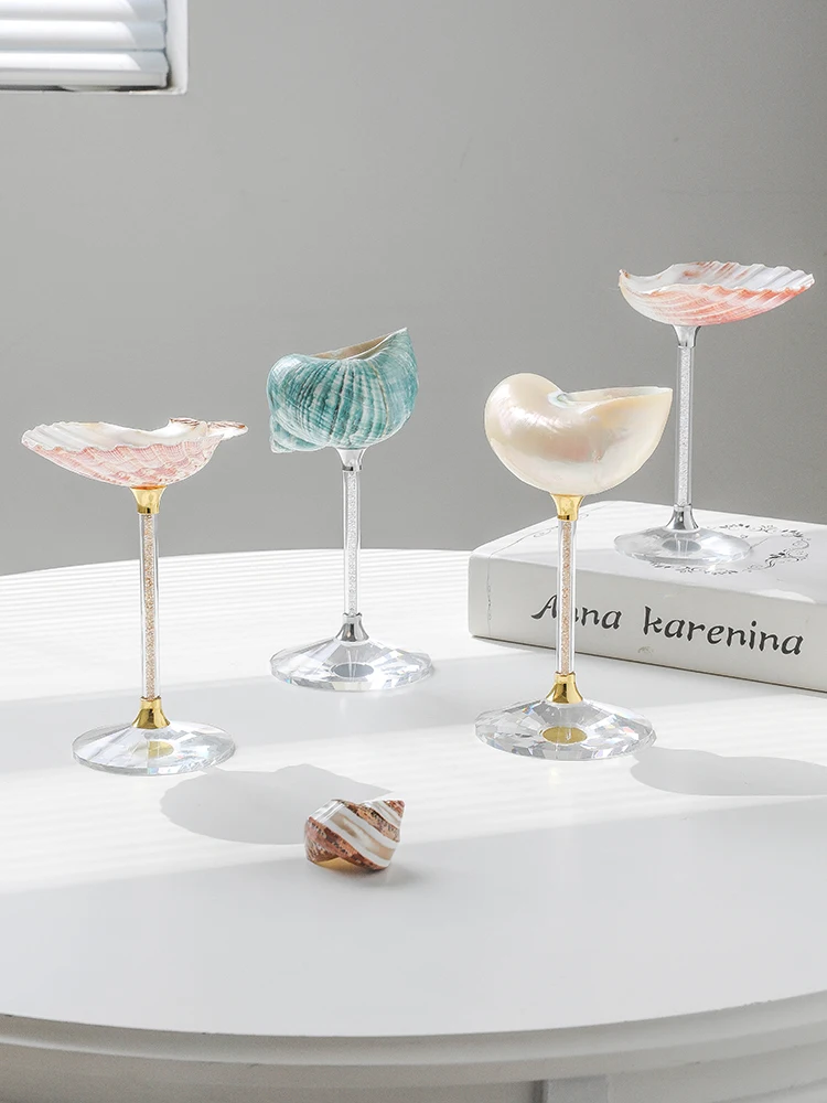 Ahunderjiaz-Natural Conch Shell Goblet Glass, Champagne Wine Glass, Kitchen Drinkware Set, Home Decoration Ornaments, Light Luxu 5