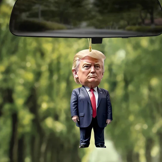 Funny Interesting Acrylic Donald Trump Cartoon Pendant Funny Trump Pendant Keychain Car Doll Hanging Christmas Tree Pendant 4