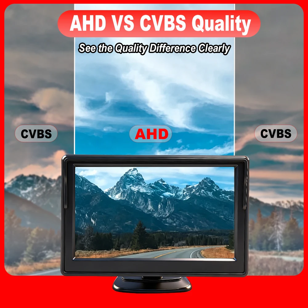 Monitor per auto da 5 pollici AHD TFT 1080P con telecamera di retromarcia integrata nella luce freno per Ducato, Ram ProMaster, Peugeot Boxer, Citroen Jumper - immagine 2
