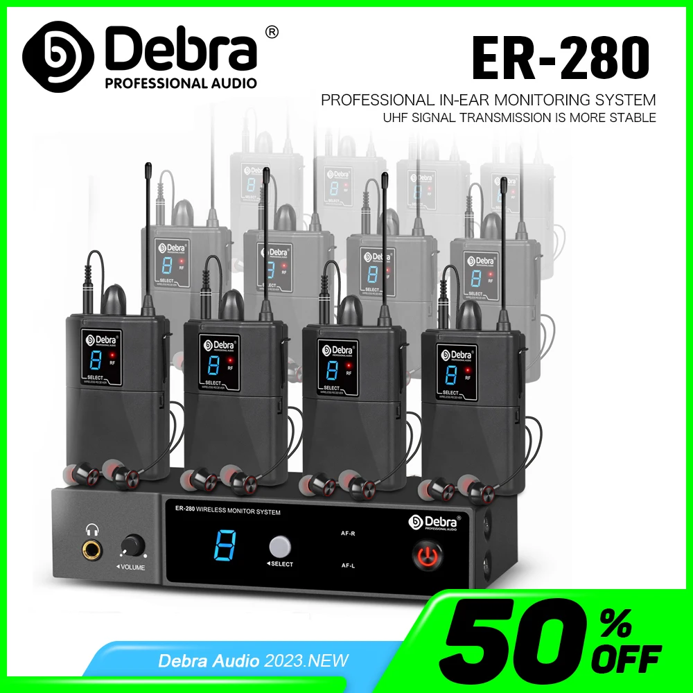Debra UHF Wireless In Ear Monitor System ER-280 500-700mHz With Multiple Transmitter for Small Concerts And Home Theater. wireless in ear monitor