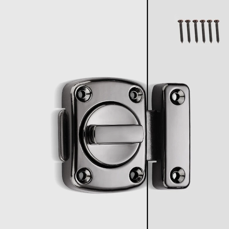 Zinc Alloy Safety Door Slide-Lock Kitchen Cabinet Keyless Twist Locks kit Rotate Bolt Door for LATCH Easy Installation