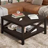 2-Tier Square Coffee Tables with Storage,Coffee Table for Living Room,Center Table Coffee for Home,Wood Living Room 2