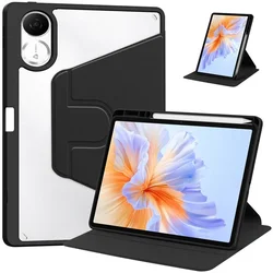 360 Rotating Acrylic Smart Tablet Cover with Pencil Holder for Redmi Pad 2 2025 (BLack)