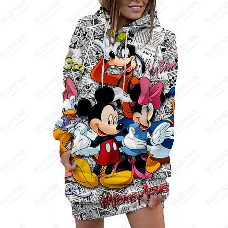 Geurig Honderd jaar Narabar Disney Mickey Mouse Printed Hoodie Dress Korean Version O Neck Sweatshirt  Pullover Casual Long Sweater Plaid Clothes Style Woman - Hoodies &  Sweatshirts - AliExpress
