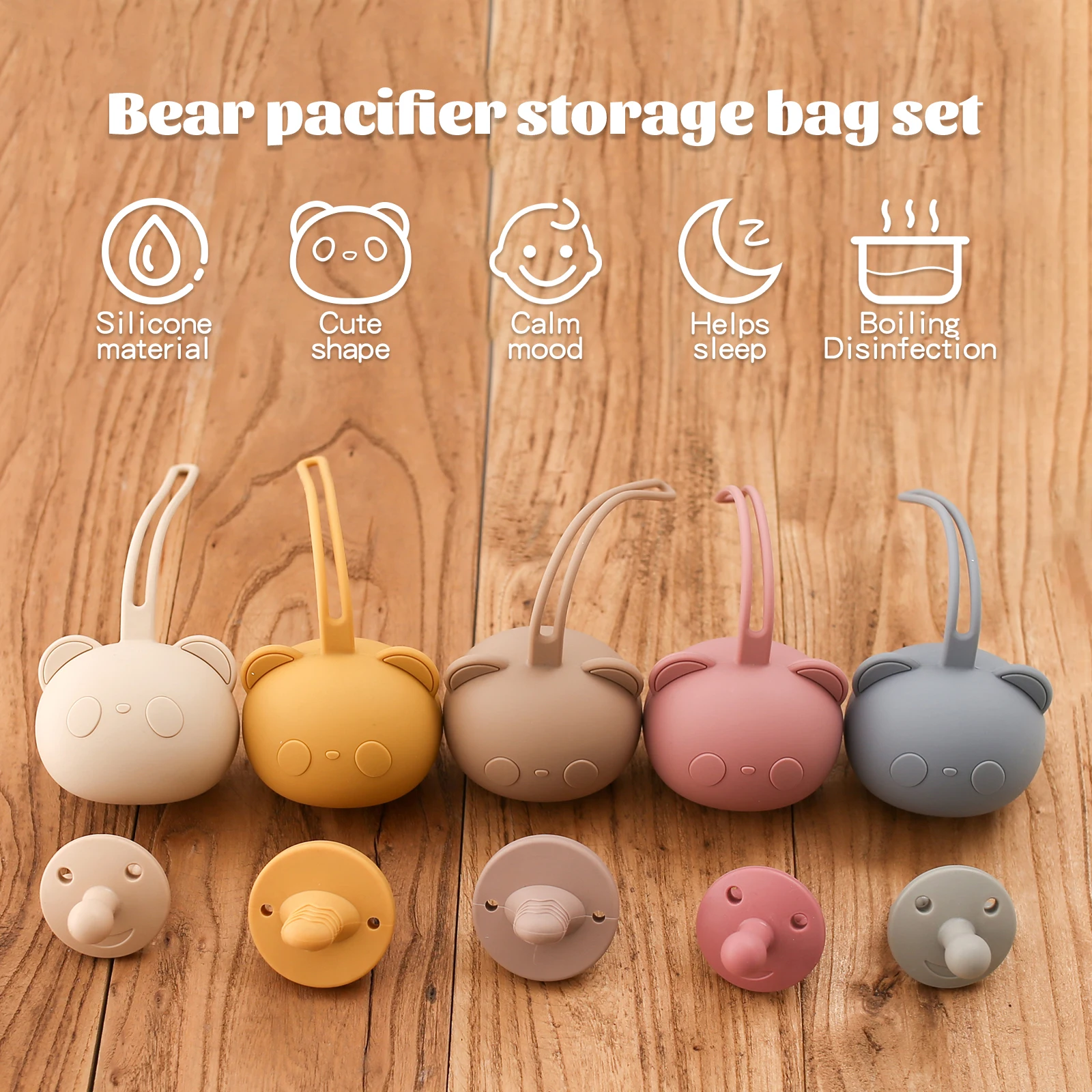 2PCS Cute Panda Shape Baby Silicone Nipple Holder Container Box Keep Pacifier Case And Accessories Storage Box Teat Attachment 3