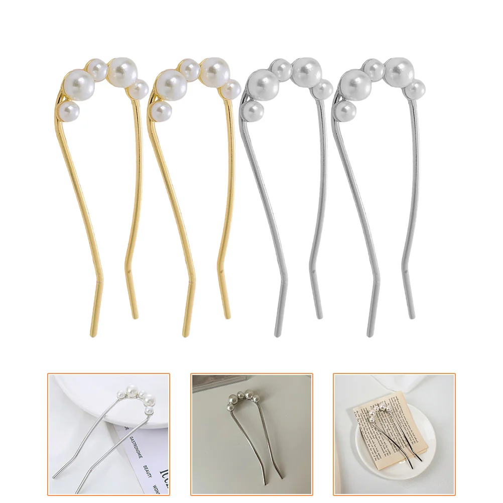 

Hairpin Accessories U Shaped Pins for Thick Bun Forks Sticks Buns Chinese Vintage Pearl Women