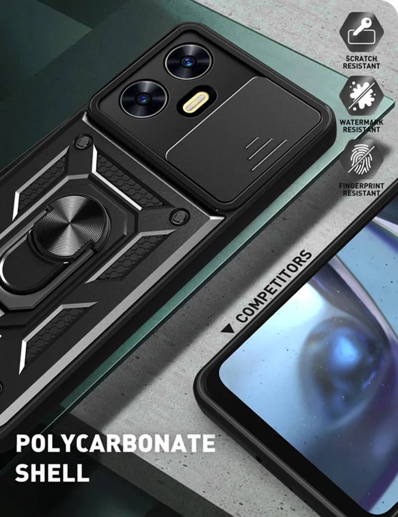 Shockproof Armor Phone Case with Car Holder and Camera Lens Protection