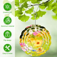 5Pcs Sublimation Wind Spinner Blanks 3inch/4inch Aluminum Hanging Wind Spinner with Hooks Double-Side Wind Powered Outdoor 2