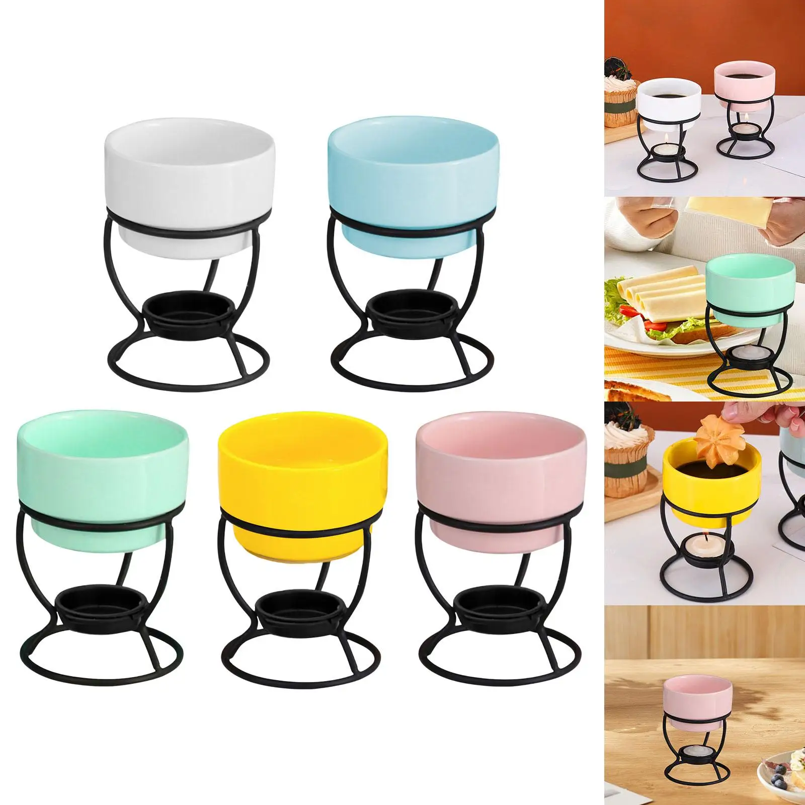 Chocolate Fondue Pot Tea Light Porcelain Melting Pot Cheese Melting Cookware Cooking Wedding Dinner Home Cheese Fondue Pot