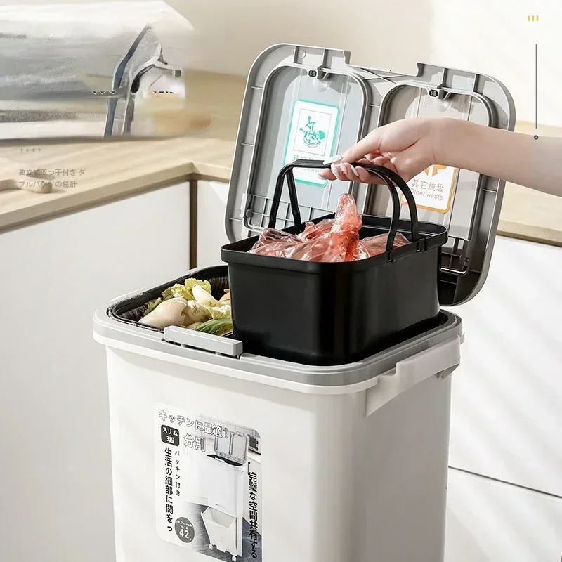 Cubo Basura Cubo De Basura De Cocina Con Compartimentos 3x15L