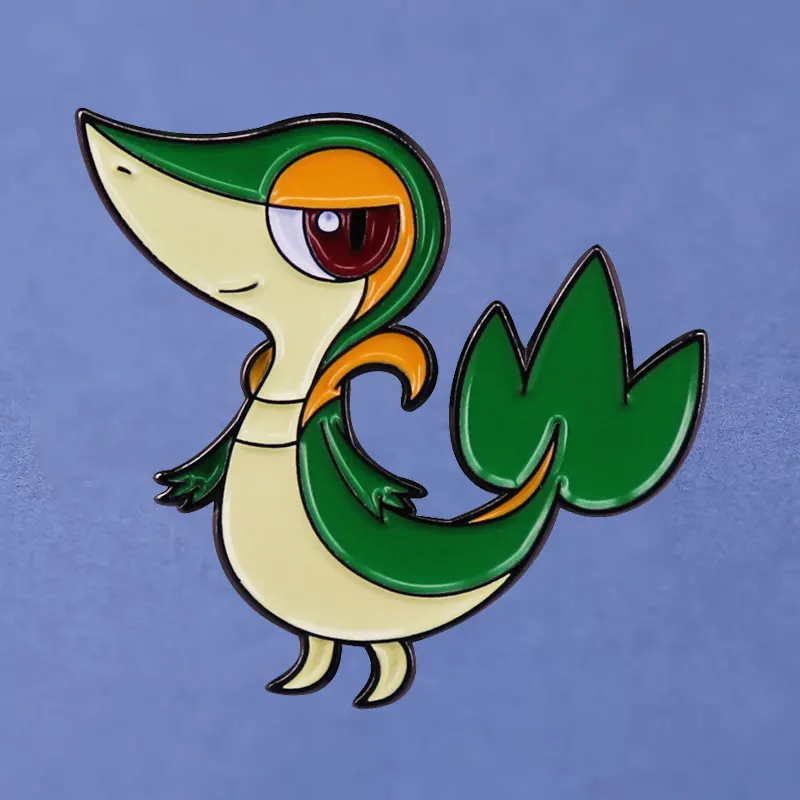 Pokemon Snivy Esmalte Duro Pinos Colete Kawaii Grama Verde Cobra