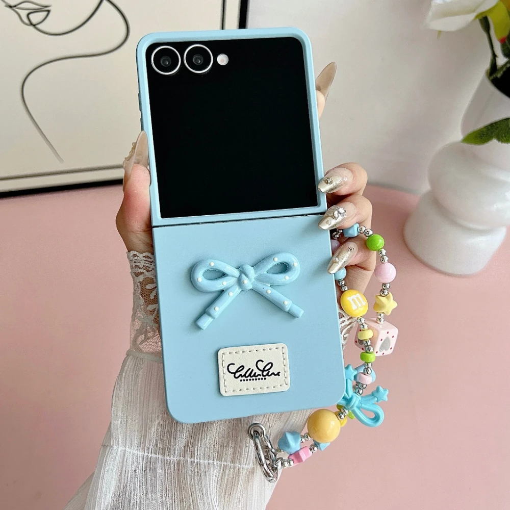 Candy Color Skin Feel Bow Tie Phone Case with Lanyard - Shockproof Protective Back Cover