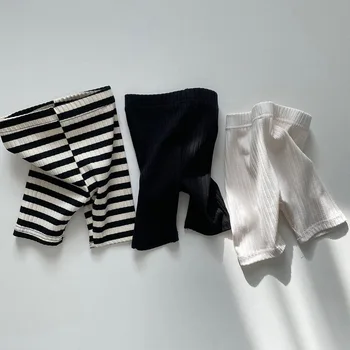 2025 Summer New Children Solid Shorts Cotton Girls Leggings Striped Baby Stretch Pants Infant Toddler Shorts Kids Clothes