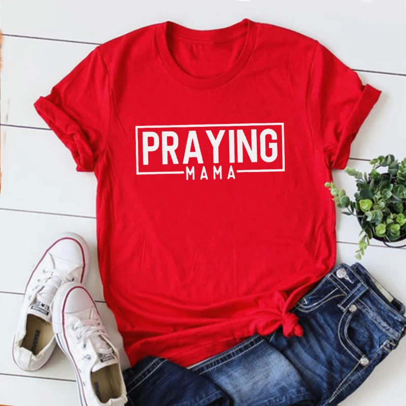 

Praying Mama Tshirt Vintage Christian Tops Religious Graphic T Shirts 2024 Mother's Day Faith Women Clothes