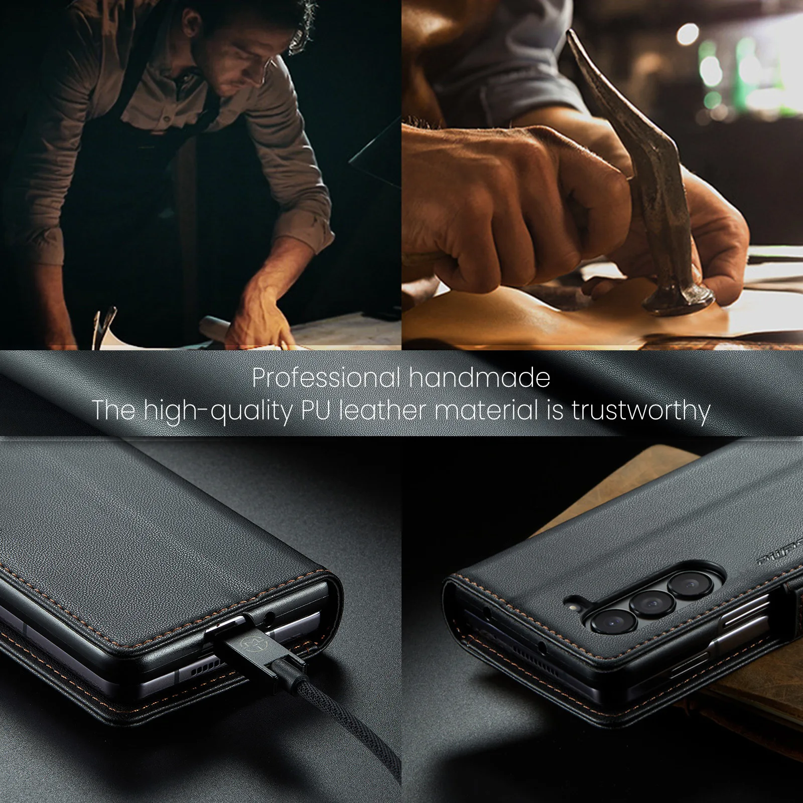 Magnetic Flip Leather Wallet Phone Case with Card Holder and Premium Protection