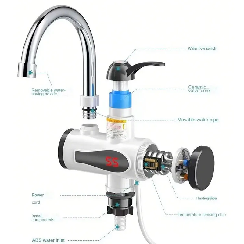 2025 New Electric Faucet Water Heater Temperature Display Instant Hot Water Heaters Kitchen Tankless Water Heating Machine 5