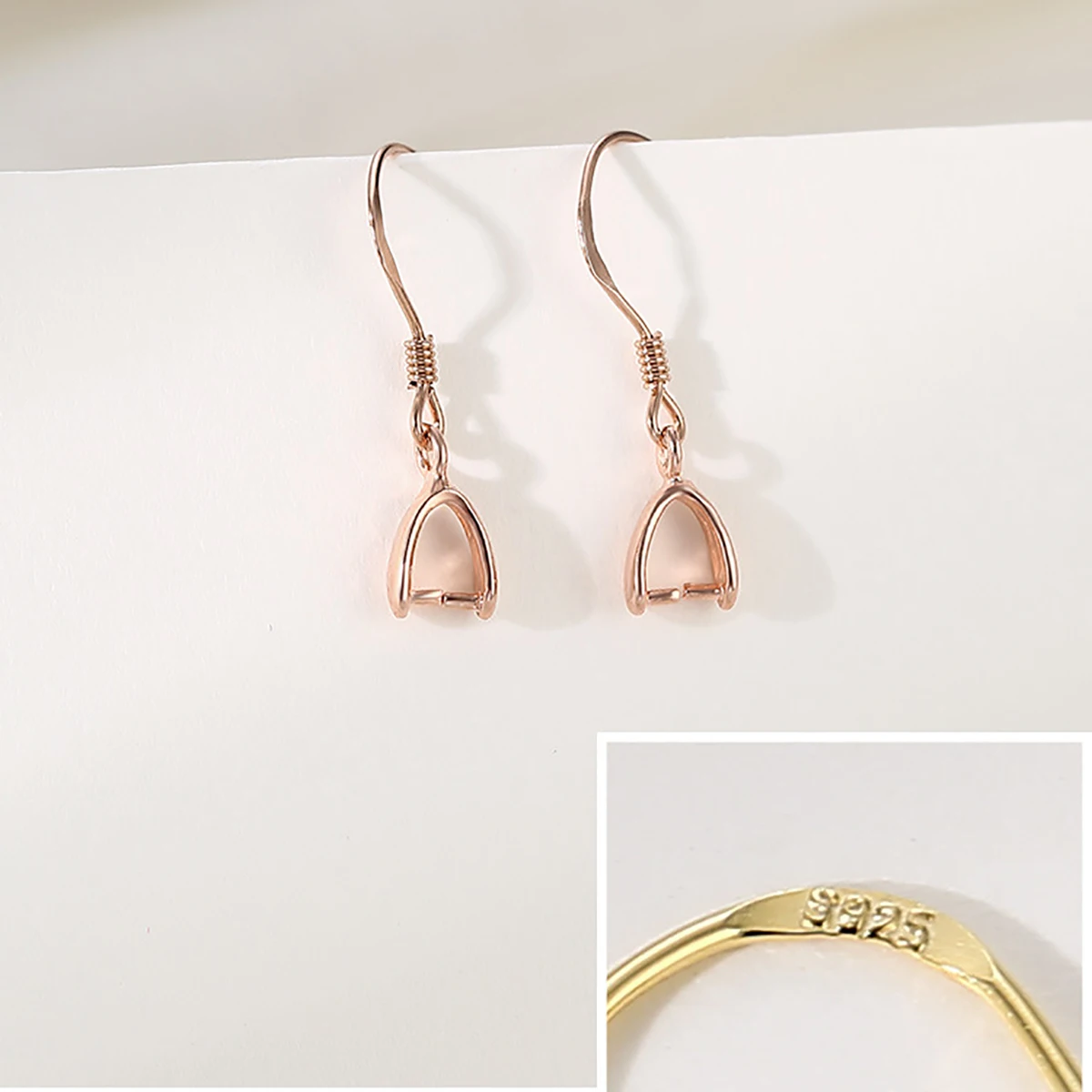 2 Pairs 925 Sterling Silver Glossy Women's Ear Hook Earrings Blank Base DIY Jewelry Making Result Accessory Crafts