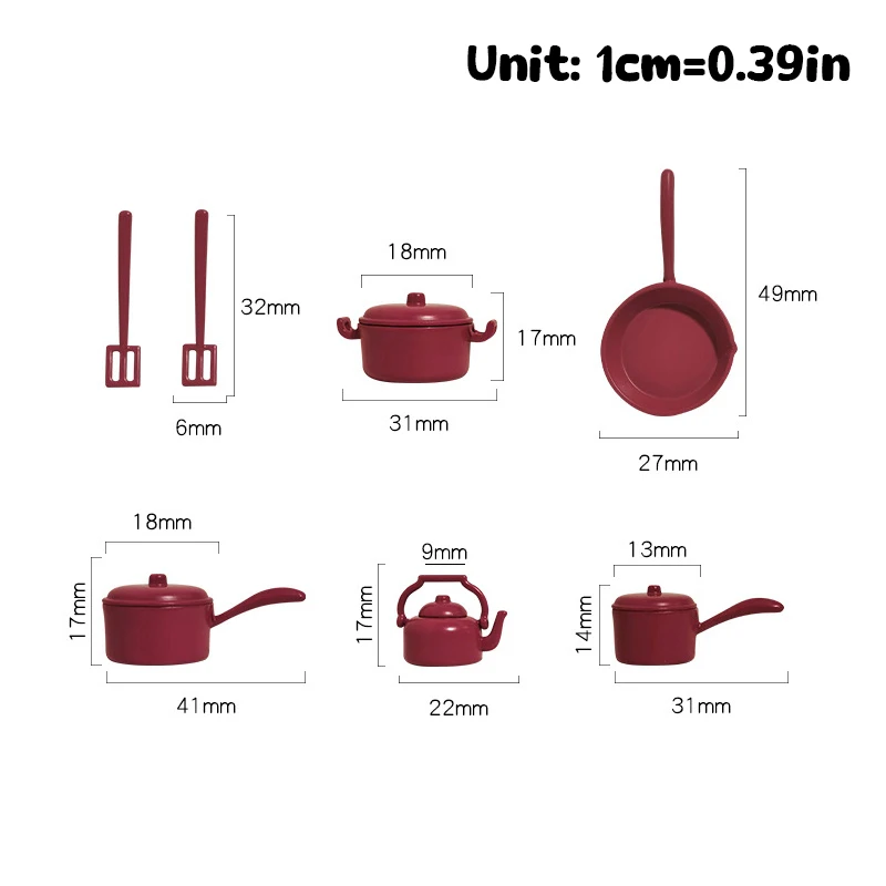 Miniature Dollhouse Cookware Pot Set with Kitchen Utensils - 11-Piece Decorative Micro Scene Props Gift Set