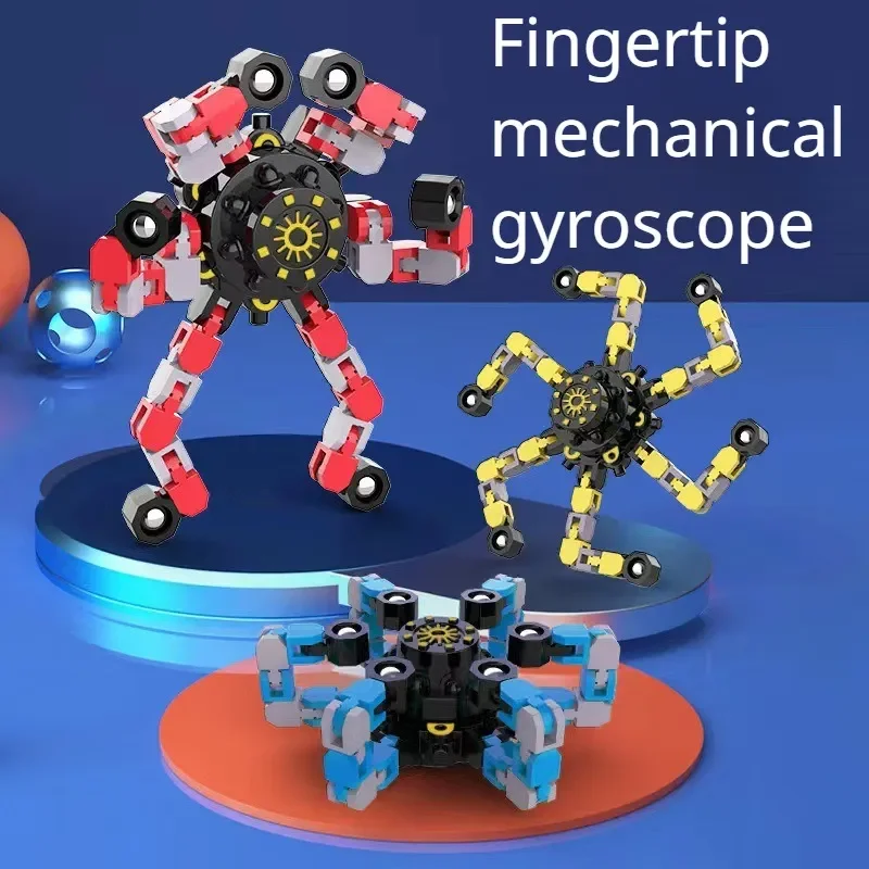  New Mechanical Fingertip Spinner DIY Deformable Stress Relief Transformable Creative Gyro Toy for Kids Fingertip Spin 