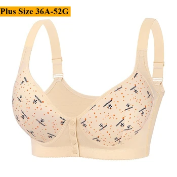 Plus Size Front Closure Bra with Underwire Push Up Floral Lace Full Coverage Womens Bra Daily Wear Large Cup 36-52 A-G