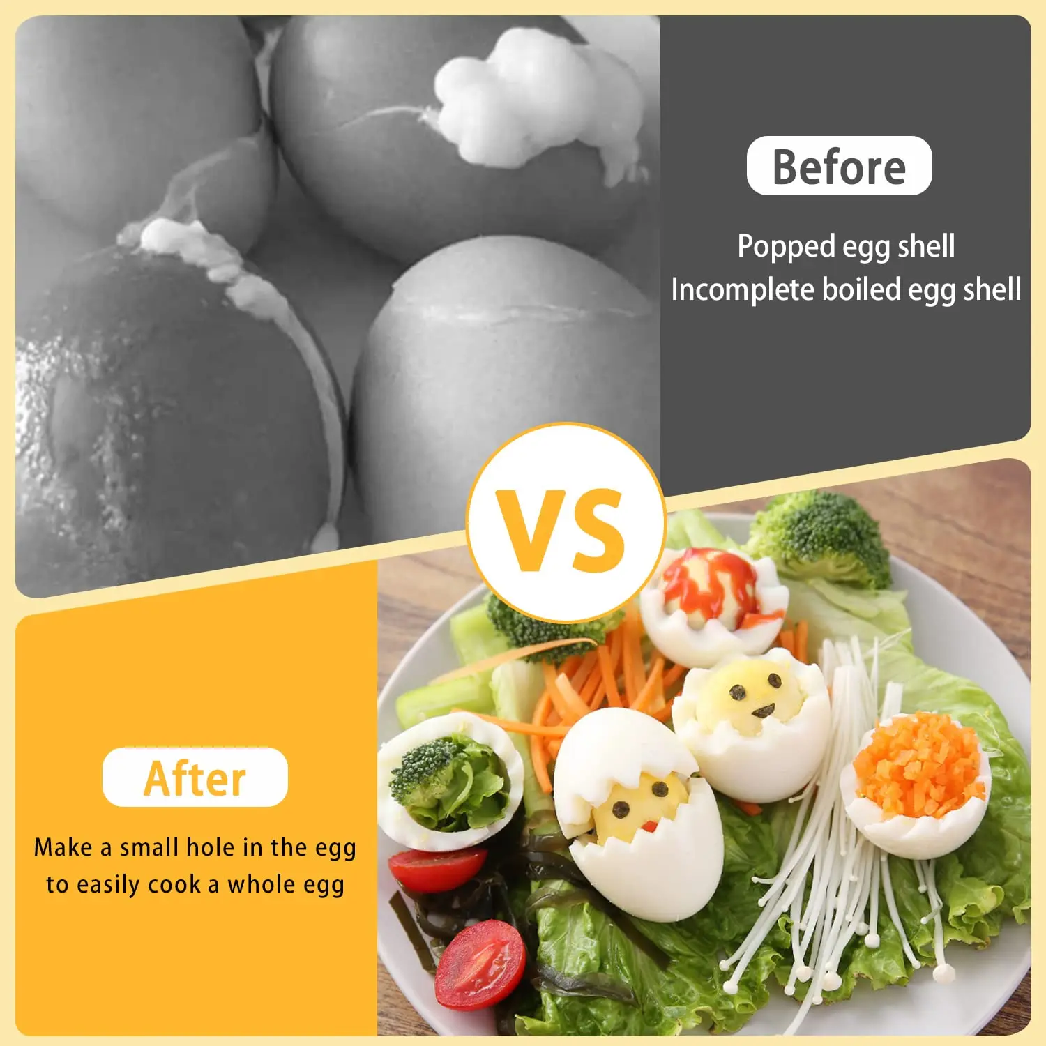 Egg Piercer Stainless Steel Needle Egg Hole Puncher Poacher Endurance Hole Seperater for Raw Eggs