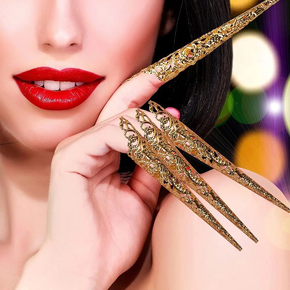 10Pcs Indian Thai Dance Dance Prop Belly Dance Dance False Nail Finger Jewelry False Nail Finger Nail Tip
