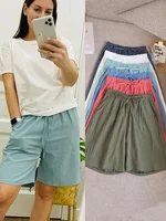 Women Cotton shorts Summer Casual Solid Cotton Linen shorts high waist loose shorts for girls Soft Cool female shorts