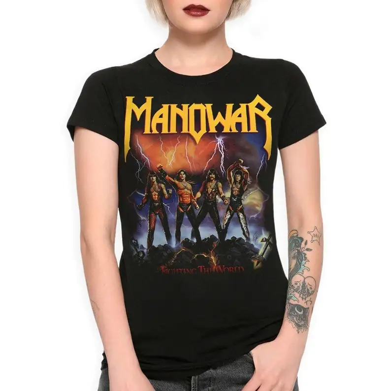 Manowar Fighting the World T-Shirt / Men's Women's Sizes / Cotton Tee (MAN-45872) 2