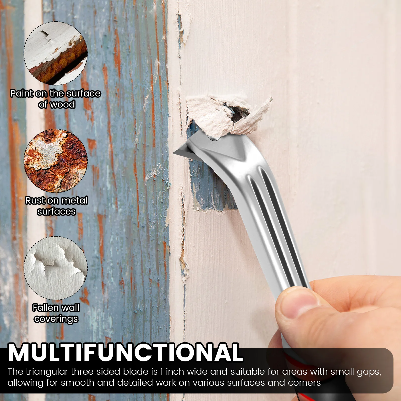 Paint Scraper Tool Ergonomic Paint Scraper Heavy Duty Carbide Tools Multi-purpose for Painting Woodworking Adhesives Removing - 4