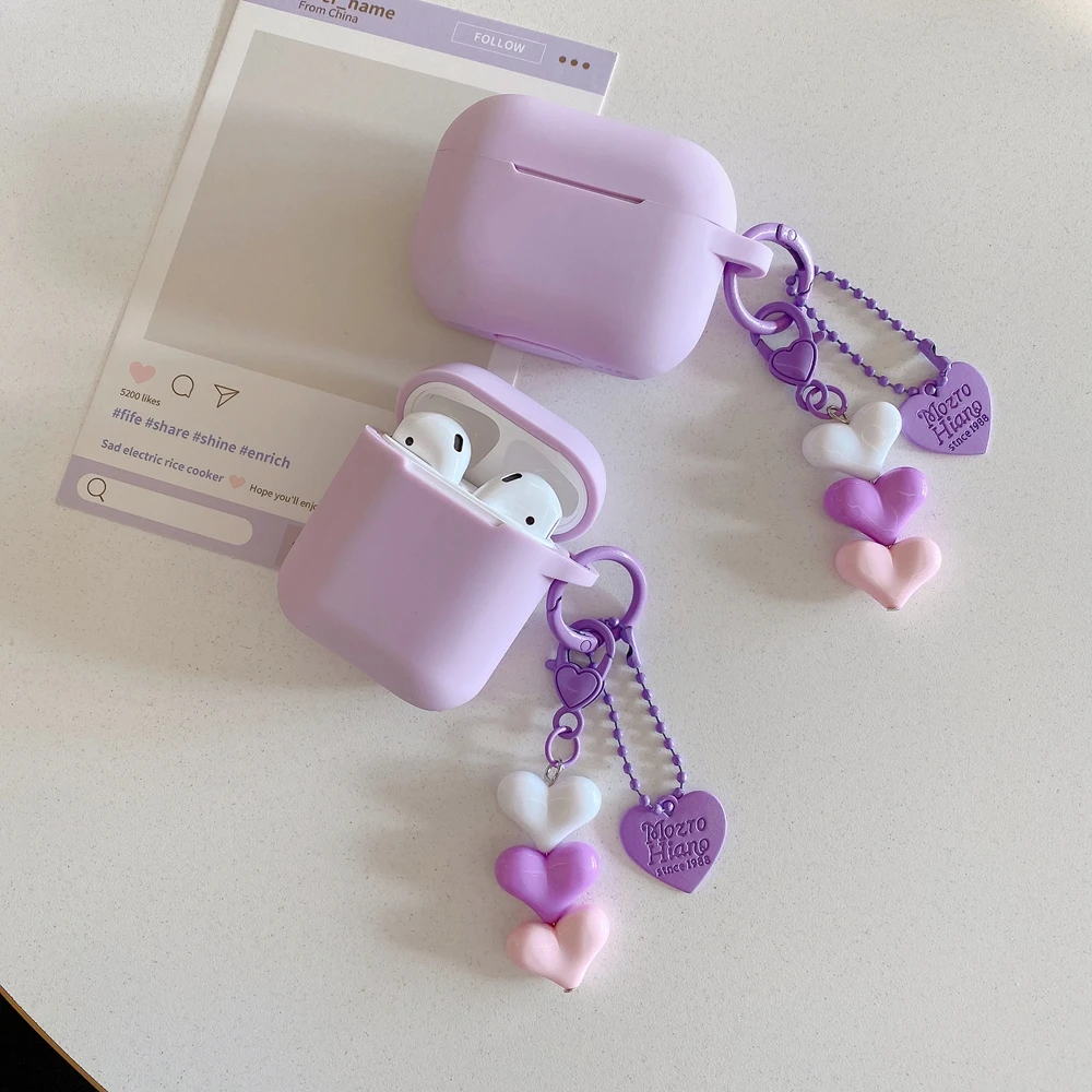 Hülle für Apple Airpods 4 3 2 1 Hülle Kopfhörer Zubehör Bluetooth Headset Silikon Apple Air Pod Pro 2 Hülle mit Liebesanhänger – Detail 2