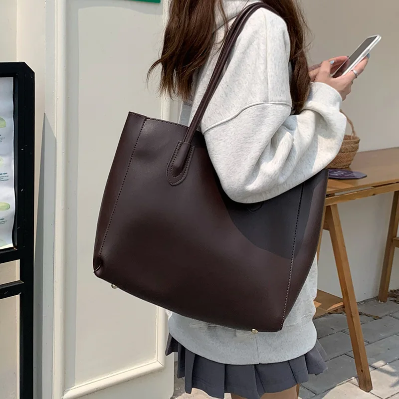 Women's Vintage Style Tote Bag Large Ins Fashion Shoulder Bag Spacious Work Commuter Bag Trendy Casual Daily Use