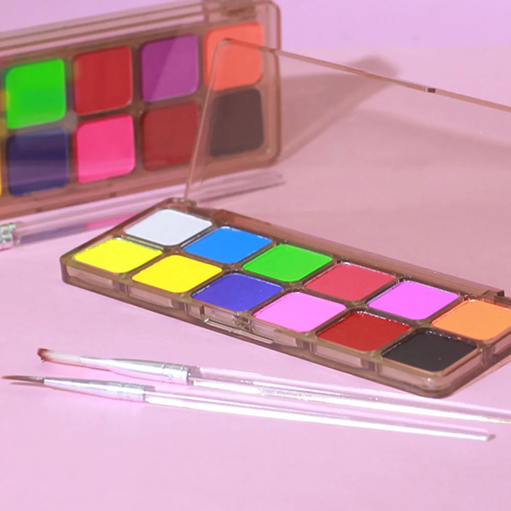 

12 Colors Eyeshadow Plate Water Soluable Fashionable Skin Painting Plate Multicolor Face Painting Plate for Eye Makeup Supplies