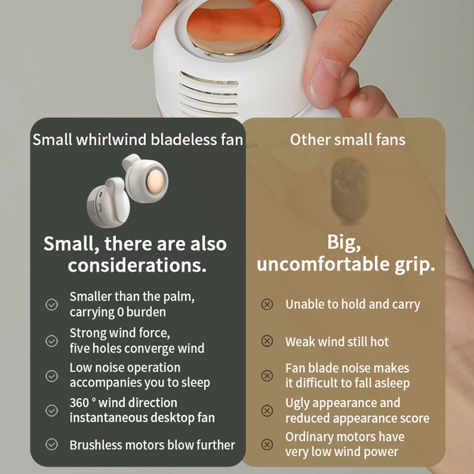 Portable Silent Mini Bladeless Electric Fan Powerful Cooling Clip On USB Rechargeable Personal Wearable Outdoor Office Fan